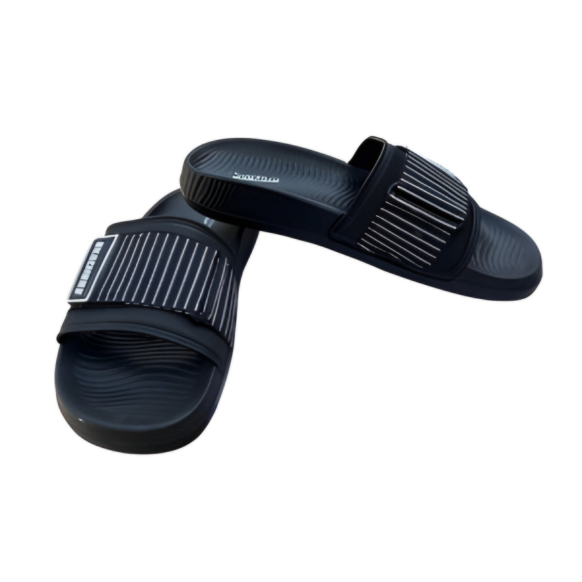 Aura Stepz : check black slippers.